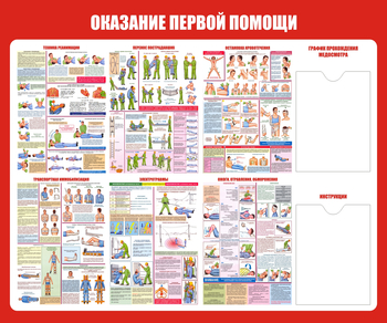 С17 Стенд оказание первой помощи (1200х1000 мм, пластик ПВХ 3 мм, алюминиевый багет золотого цвета) - Стенды - Стенды по первой медицинской помощи - Магазин охраны труда Протекторшоп